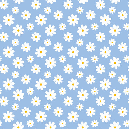 Periwinkle Dreams White Daisies on Periwinkle Quilting Cotton Fabric