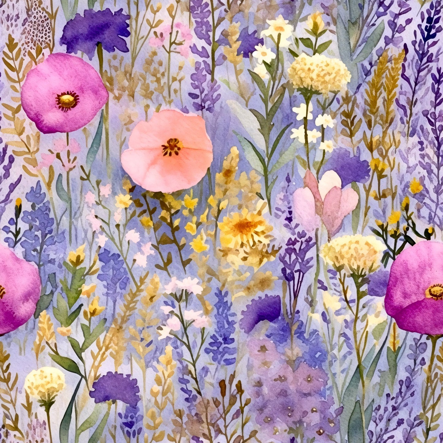 Periwinkle Purple Pink Floral Pattern 11 Quilting Cotton Fabric