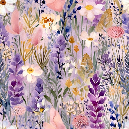 Periwinkle Purple Pink Floral Pattern 13 Quilting Cotton Fabric
