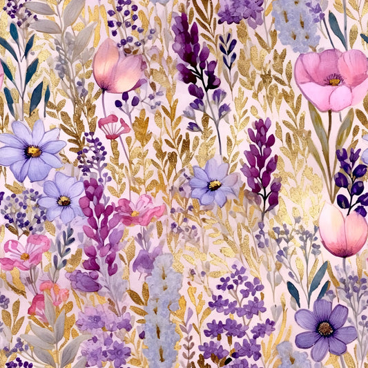 Periwinkle Purple Pink Floral Pattern 8 Quilting Cotton Fabric