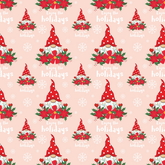Pink Christmas Gnomes Pattern 10 Quilting Cotton Fabric