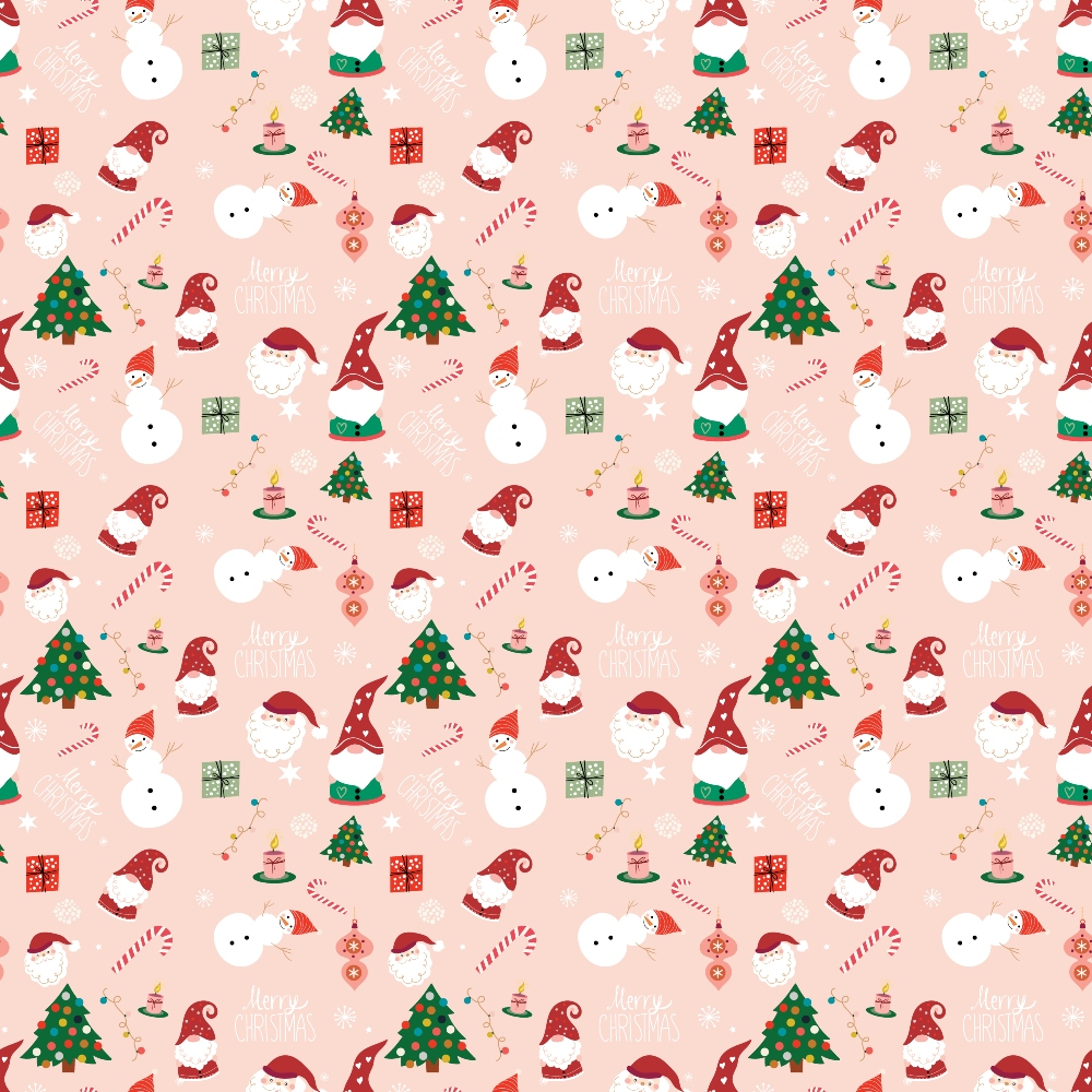 Pink Christmas Gnomes Pattern 12 Quilting Cotton Fabric