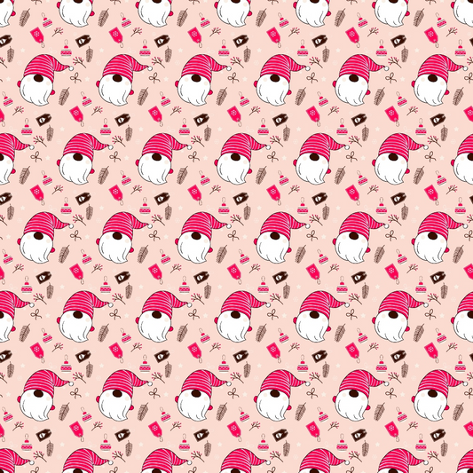 Pink Christmas Gnomes Pattern 13 Quilting Cotton Fabric
