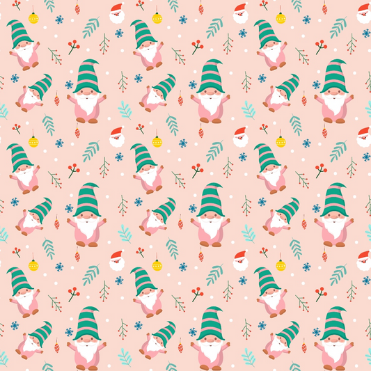 Pink Christmas Gnomes Pattern 16 Quilting Cotton Fabric