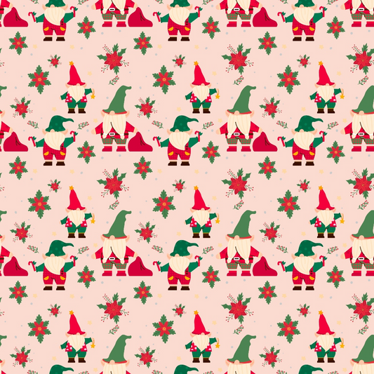 Pink Christmas Gnomes Pattern 9 Quilting Cotton Fabric
