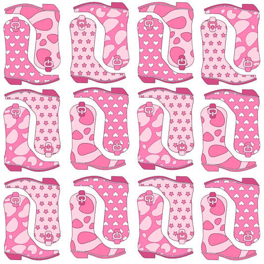 Pink Cowgirl Boots Pattern 4 Quilting Cotton Fabric