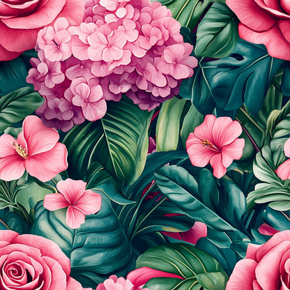 Hydrangea Jungle Pattern 10 Minky Fabric