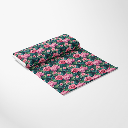Pink Flowers and Tropical Leaves Pattern 10 Quilting Cotton Fabric