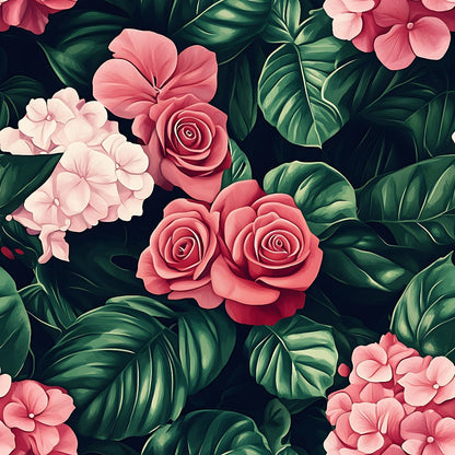 Hydrangea Jungle Pattern 11 Minky Fabric