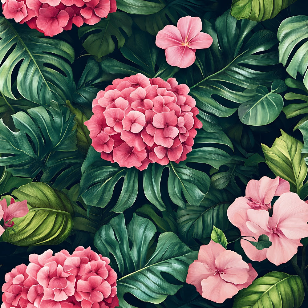 Hydrangea Jungle Pattern 12 Minky Fabric