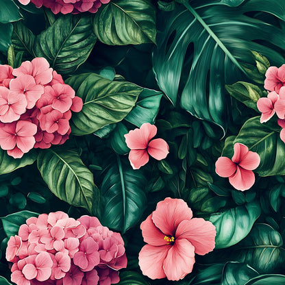 Hydrangea Jungle Pattern 13 Minky Fabric