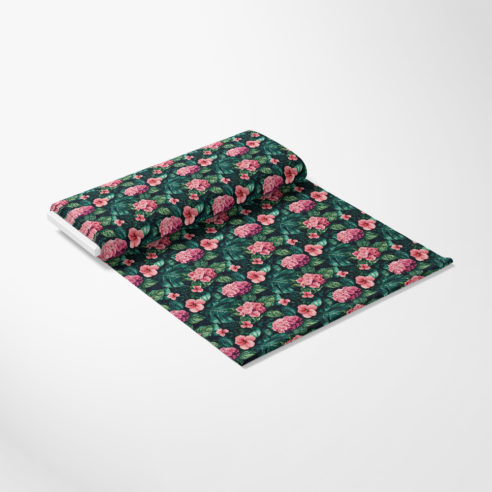 Pink Flowers and Tropical Leaves Pattern 13 Quilting Cotton Fabric