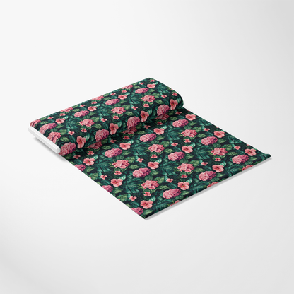 Pink Flowers and Tropical Leaves Pattern 13 Quilting Cotton Fabric