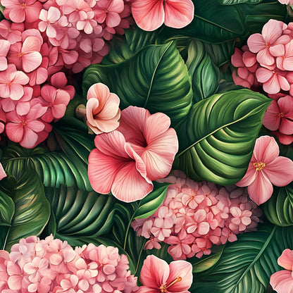 Hydrangea Jungle Pattern 1 Minky Fabric