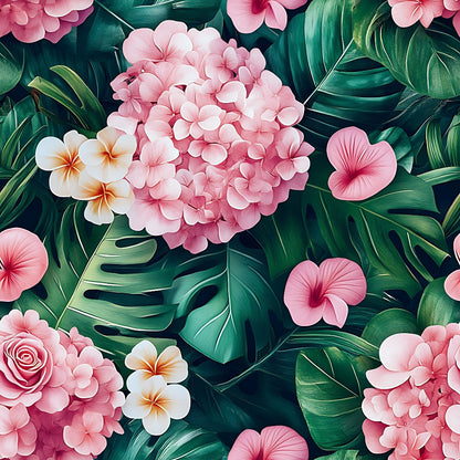 Hydrangea Jungle Pattern 2 Minky Fabric