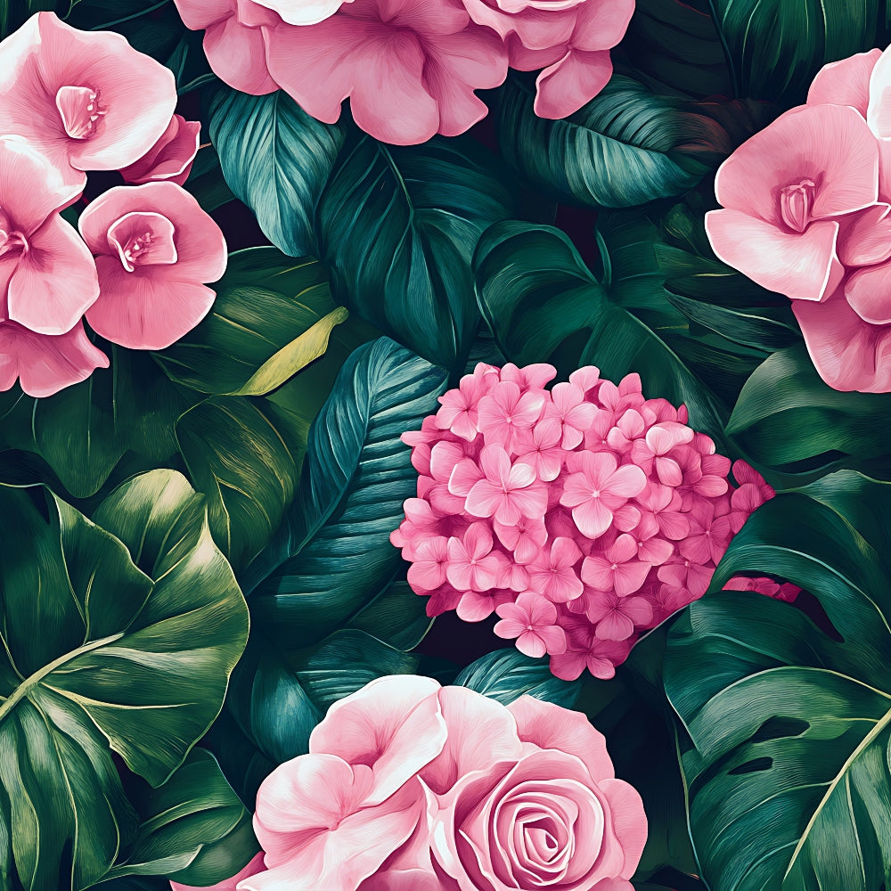 Hydrangea Jungle Pattern 3 Minky Fabric