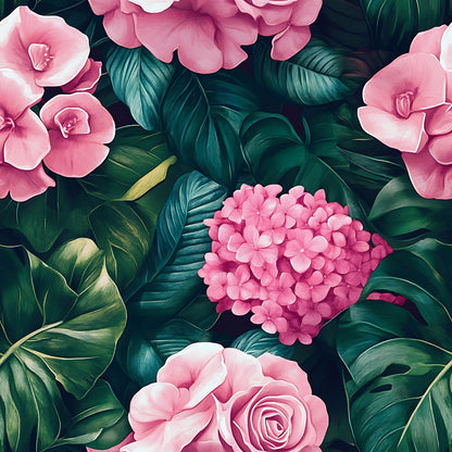 Hydrangea Jungle Pattern 3 Minky Fabric