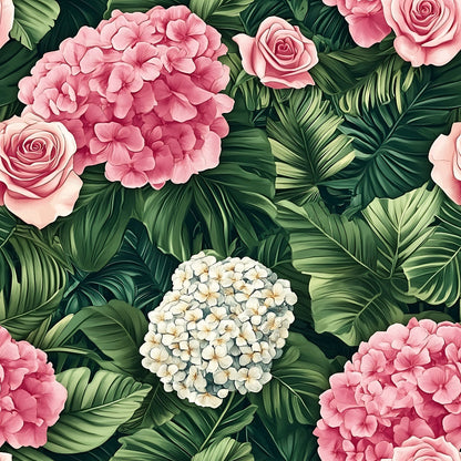 Hydrangea Jungle Pattern 4 Minky Fabric