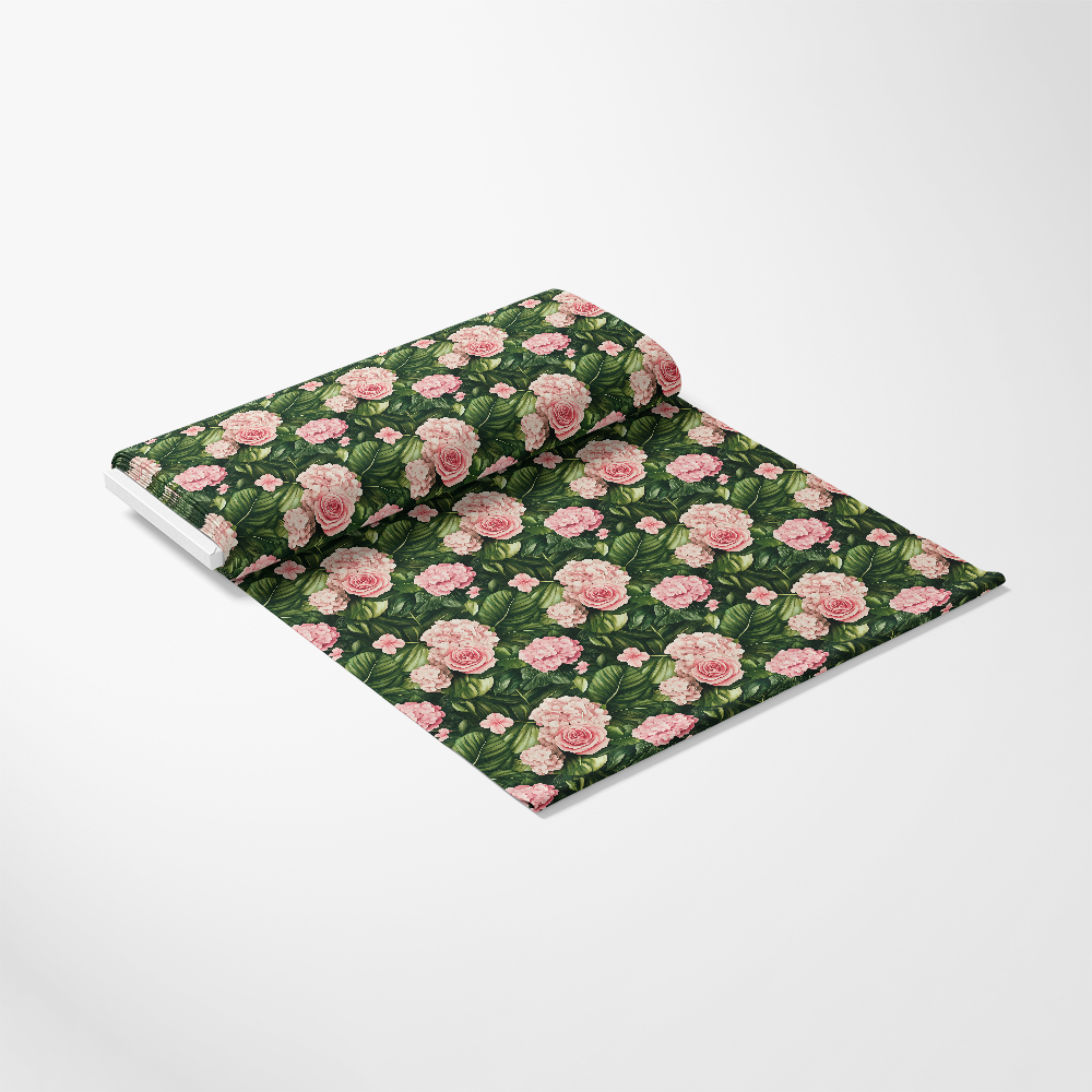Pink Flowers and Tropical Leaves Pattern 6 Quilting Cotton Fabric