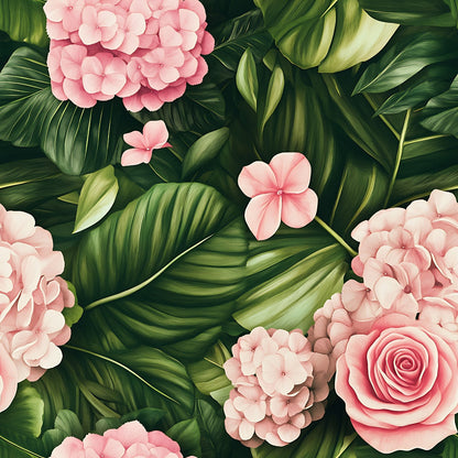 Hydrangea Jungle Pattern 6 Minky Fabric