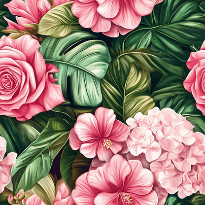 Hydrangea Jungle Pattern 7 Minky Fabric