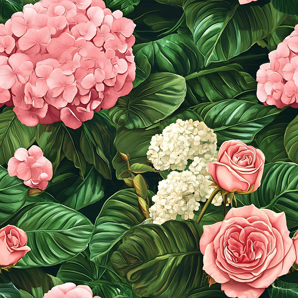 Hydrangea Jungle Pattern 8 Minky Fabric