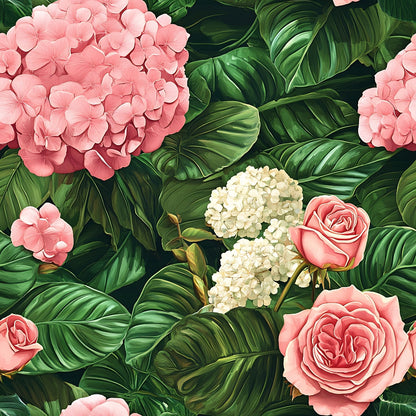 Hydrangea Jungle Pattern 8 Minky Fabric