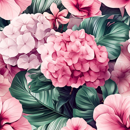 Hydrangea Jungle Pattern 9 Minky Fabric