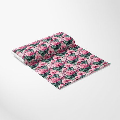 Pink Flowers and Tropical Leaves Pattern 9 Quilting Cotton Fabric