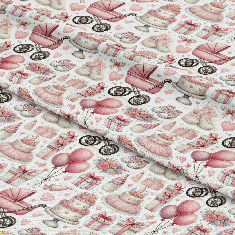 Pink Teddy Bears Pattern 1 Quilting Cotton Fabric