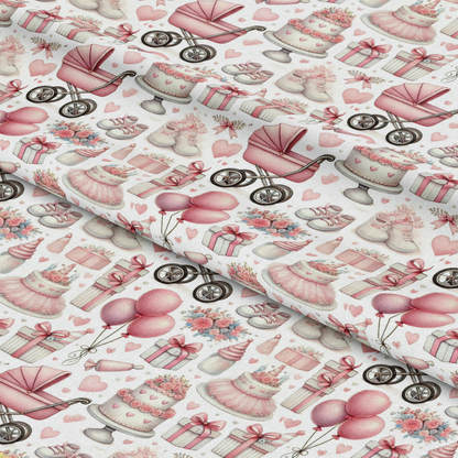Pink Teddy Bears Pattern 1 Quilting Cotton Fabric