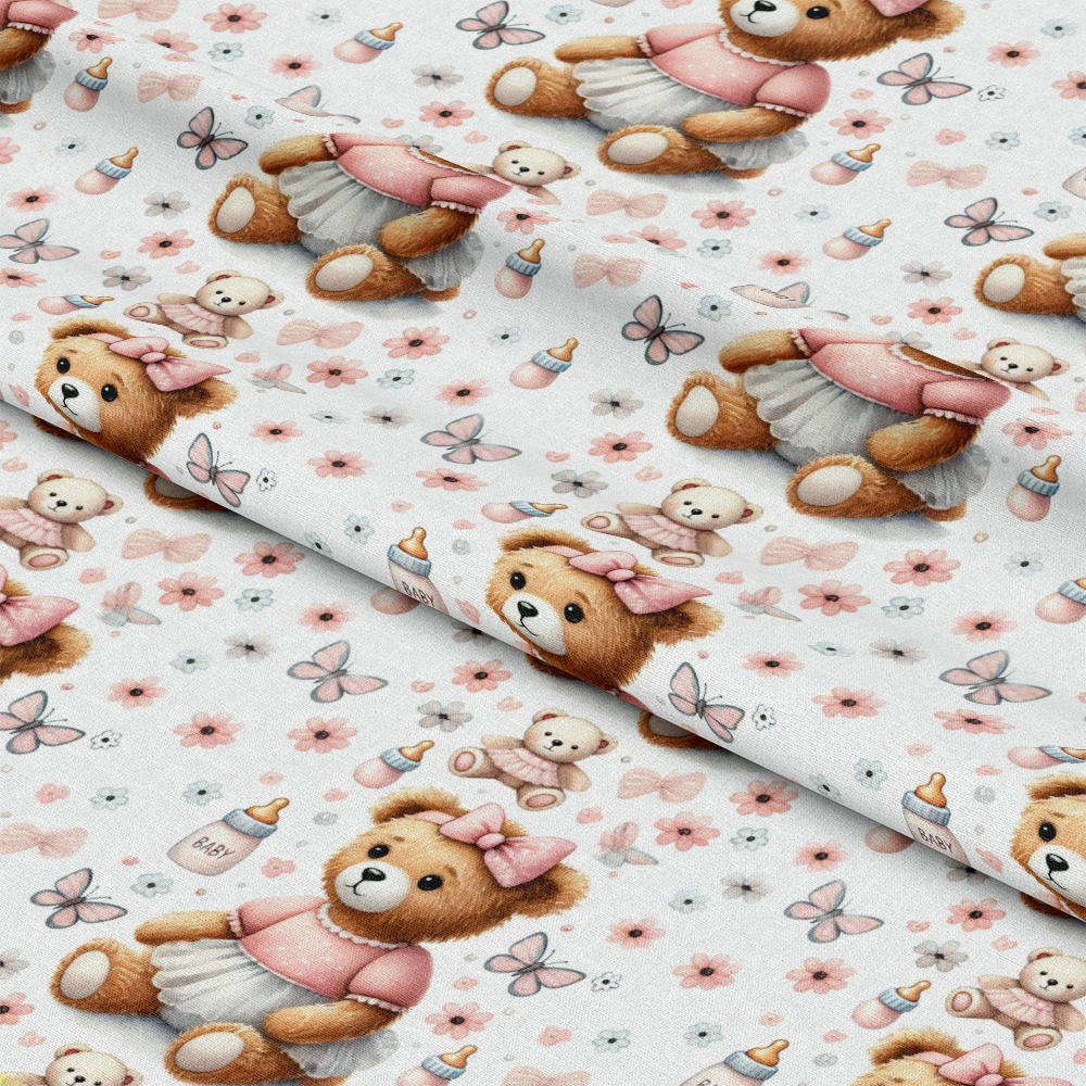 Pink Teddy Bears Pattern 5 Quilting Cotton Fabric