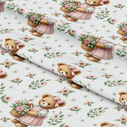 Pink Teddy Bears Pattern 6 Quilting Cotton Fabric