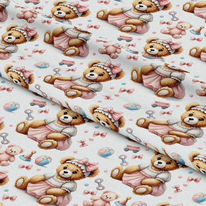 Pink Teddy Bears Pattern 7 Quilting Cotton Fabric