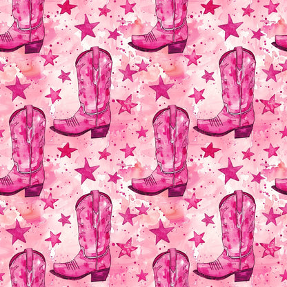 Pink Cowboy Boots Pattern 10 Quilting Cotton Fabric