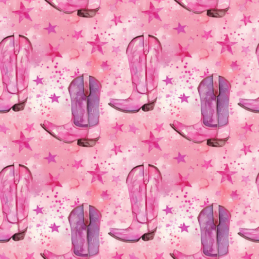 Pink Cowboy Boots Pattern 11 Quilting Cotton Fabric