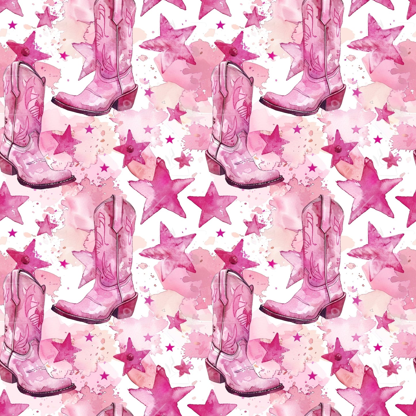 Pink Cowboy Boots Pattern 12 Quilting Cotton Fabric