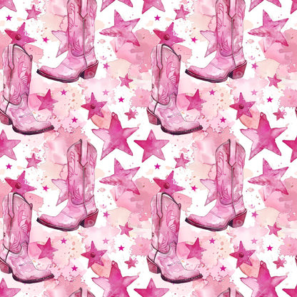 Pink Cowboy Boots Pattern 12 Quilting Cotton Fabric