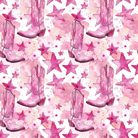 Pink Cowboy Boots Pattern 12 Quilting Cotton Fabric