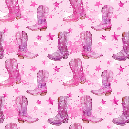 Pink Cowboy Boots Pattern 13 Quilting Cotton Fabric