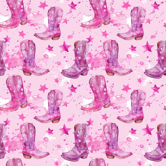 Pink Cowboy Boots Pattern 13 Quilting Cotton Fabric