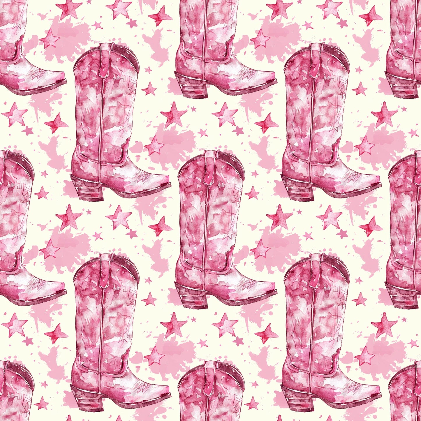 Pink Cowboy Boots Pattern 14 Quilting Cotton Fabric