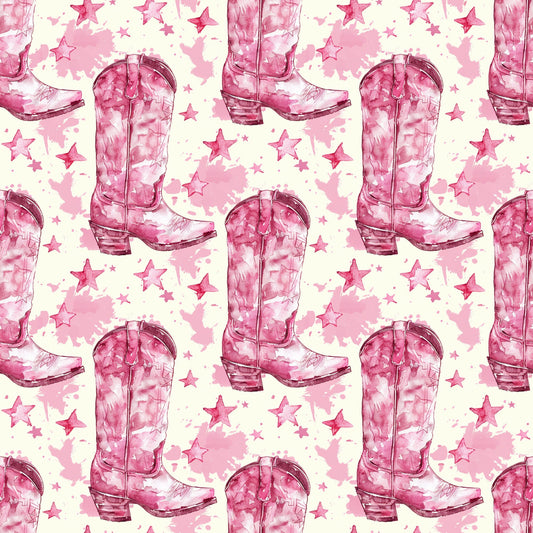 Pink Cowboy Boots Pattern 14 Quilting Cotton Fabric