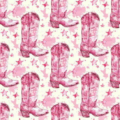 Pink Cowboy Boots Pattern 14 Quilting Cotton Fabric