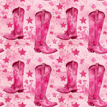Pink Cowboy Boots Pattern 15 Quilting Cotton Fabric