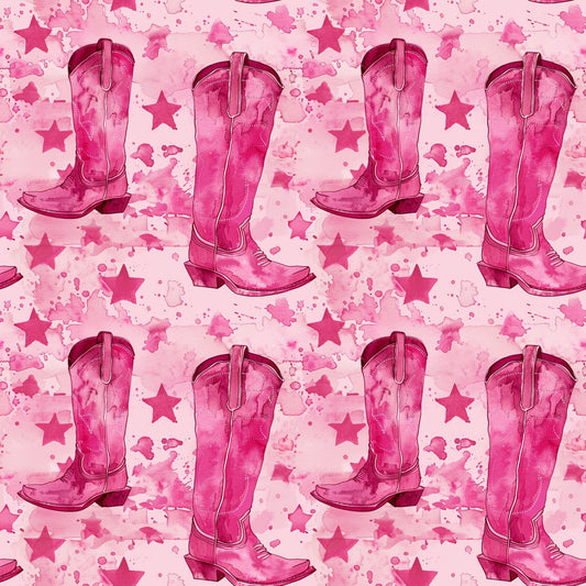 Pink Cowboy Boots Pattern 15 Quilting Cotton Fabric