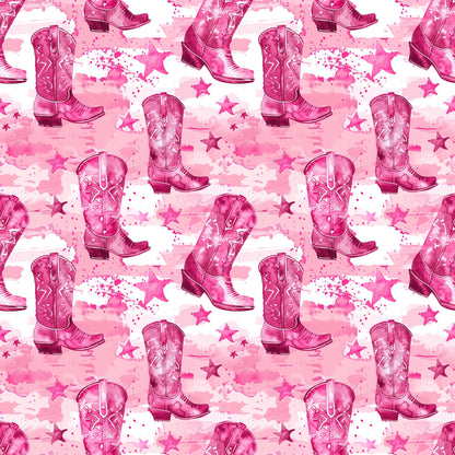 Pink Cowboy Boots Pattern 16 Quilting Cotton Fabric