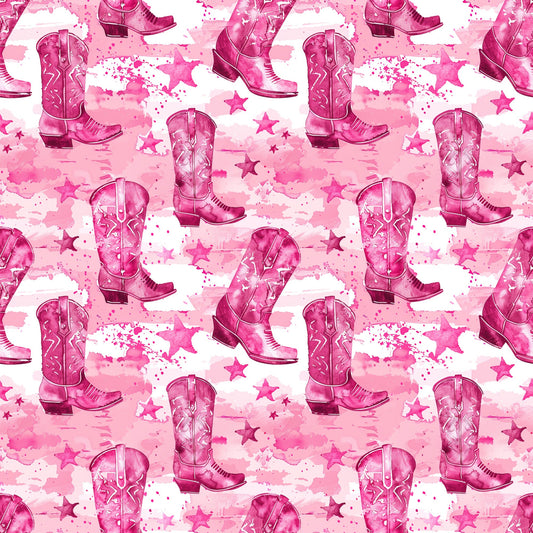 Pink Cowboy Boots Pattern 16 Quilting Cotton Fabric