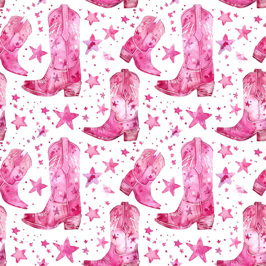 Pink Cowboy Boots Pattern 17 Quilting Cotton Fabric
