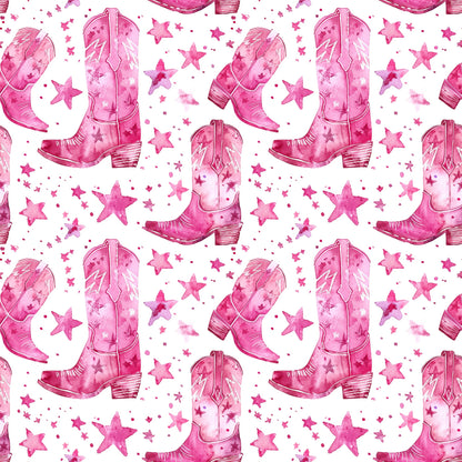 Pink Cowboy Boots Pattern 17 Quilting Cotton Fabric